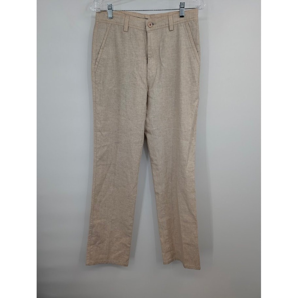 Hugo Boss Phoenix Men's Cotton Flat Front Chino Pants Tan Straight Leg sz 31